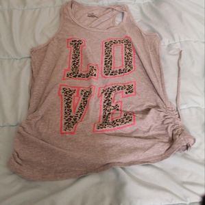 Bobbie brooks gray love animal print drawstring hem women's tank top Size Medium